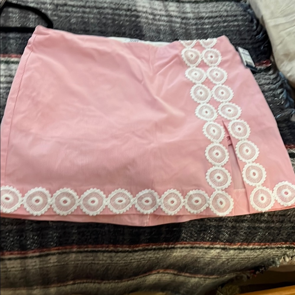 Crown & Ivy Pink Cut Out Mini Skirt Resort Wear